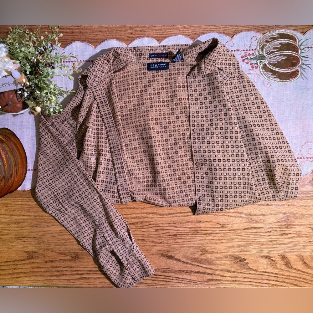 New York & Company Brown Button Down Shirt